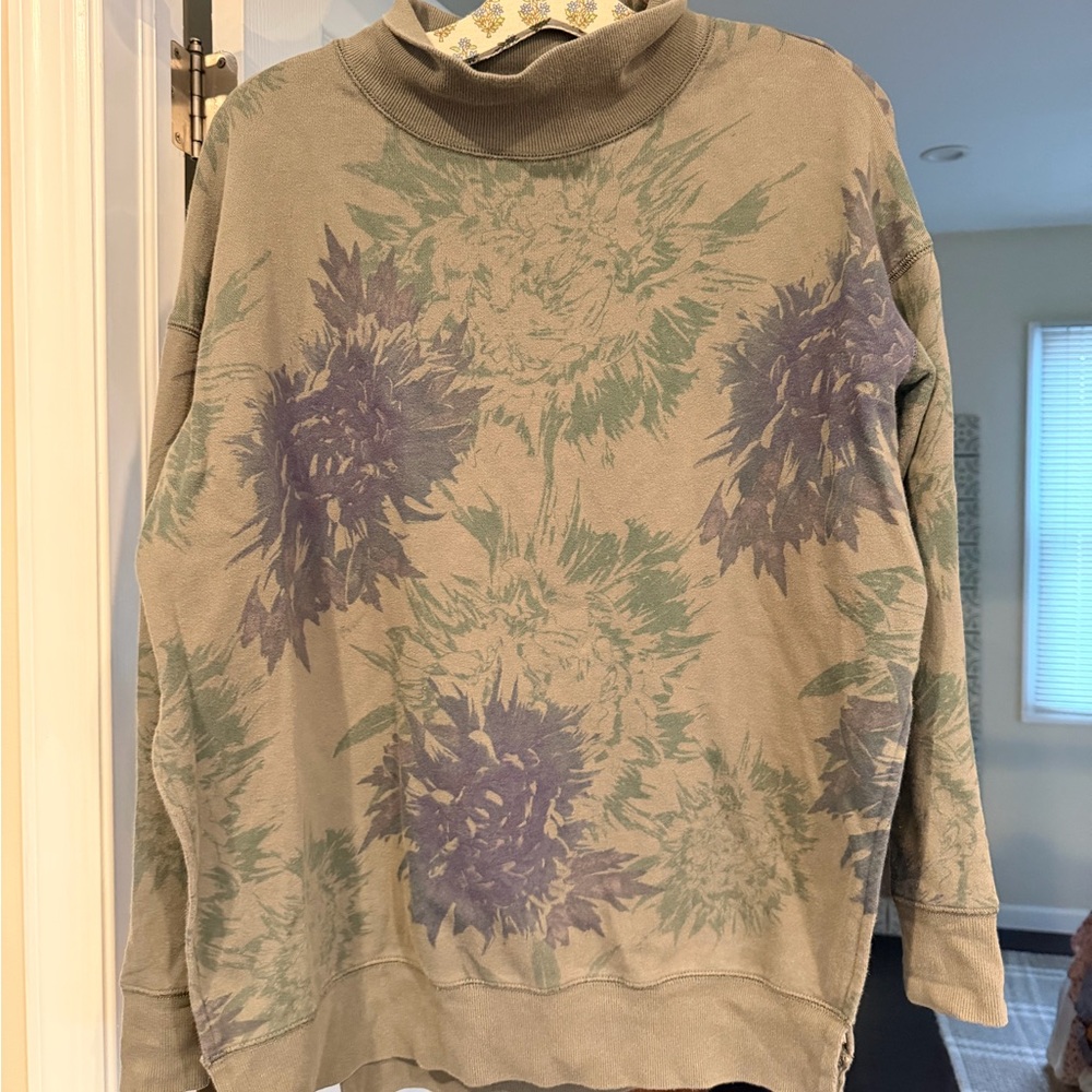Free People Floral Sweatshirt in Green and Purple